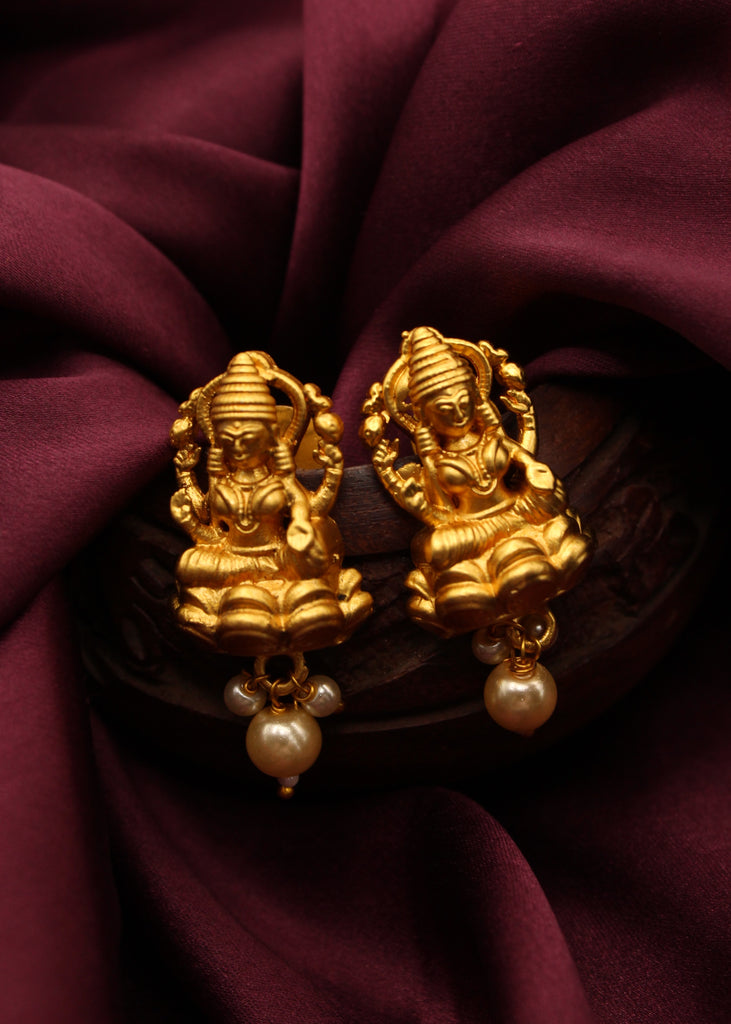 One Gram Gold Lakshmi Coin Earring Stone Stud